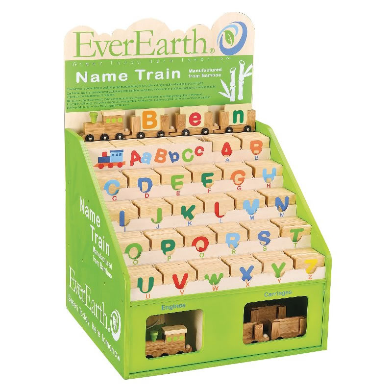 EverEarth Trenino In Legno Con Blocchi Da Ordinare – Gioco Educativo 18 Mesi + – Colori Pastello 40,5 Cm